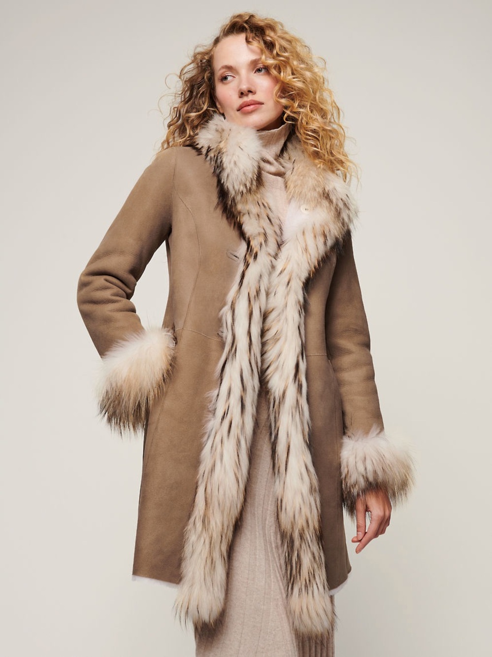 Chantal Reversible Cream Sheepskin Coat size XS